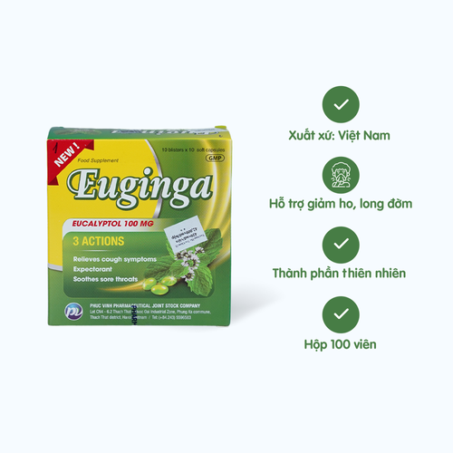 Viên uống Euginga hỗ trợ giảm ho (Hộp 100 viên)