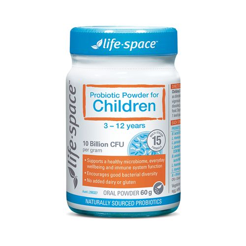 Bột uống Life-space Probiotic Powder For Children bổ sung men vi sinh hỗ trợ hệ tiêu hóa,  tăng cường miễn dịch cho trẻ từ 3-12 tuổi (Chai 60gr)