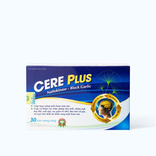 Viên uống CERE Plus With CoQ10 hỗ trợ hoạt huyết, tăng cường tuần hoàn máu não (Hộp 30 viên)