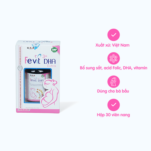 Viên uống FEVIT DHA Extra bổ sung vitamin và khoáng chất cho bà bầu (Hộp 30 viên)