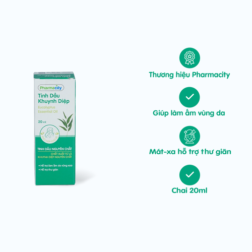 Tinh dầu khuynh diệp Pharmacity làm dịu vết côn trùng đốt, làm ấm vùng da (Chai 20ml)