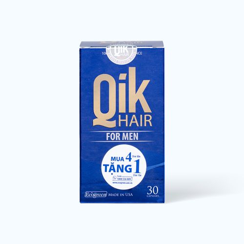 Viên uống Ecogreen Qik Hair For Men kích thích mọc tóc dành cho nam (Hộp 30 viên)