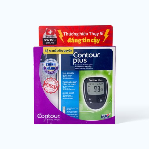 Bộ sản phẩm 1 Máy đo đường huyết CONTOUR PLUS (mg/dL) và 2 hộp que thử đường huyết CONTOUR PLUS (hộp 50 que)