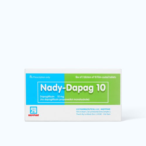Viên nén Nady-Dapag 10 điều trị đái tháo đường type 2 (3 vỉ x 10 viên)