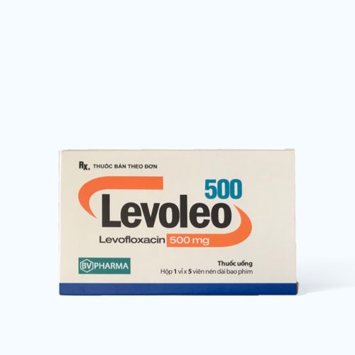 Viên nén Levoleo 500mg điều trị nhiễm khuẩn (1 vỉ x 5 viên)