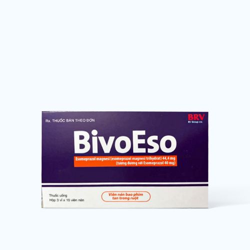 Viên bao tan ở ruột BIVOESO 40MG trị viêm loét dạ dày tá tràng (3 vỉ x 10 viên)