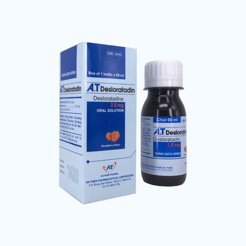 Siro A.T Desloratadin 2.5mg/5ml trị viêm mũi dị ứng, mày đay, ngứa (chai 60ml)