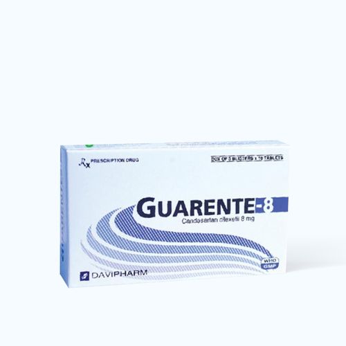 Viên nén Guarente 8mg điều trị tăng huyết áp, suy tim (3 vỉ x 10 viên)