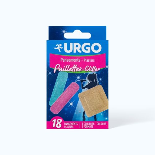 Băng cá nhân thời trang URGO Paillettes Glitters bảo vệ vết thương nhỏ 2 size (Hộp 18 miếng)