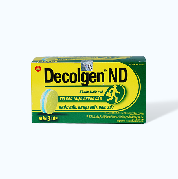 Viên nén Decolgen ND trị các triệu chứng cảm thông thường - không buồn ngủ (25 vỉ x 4 viên)