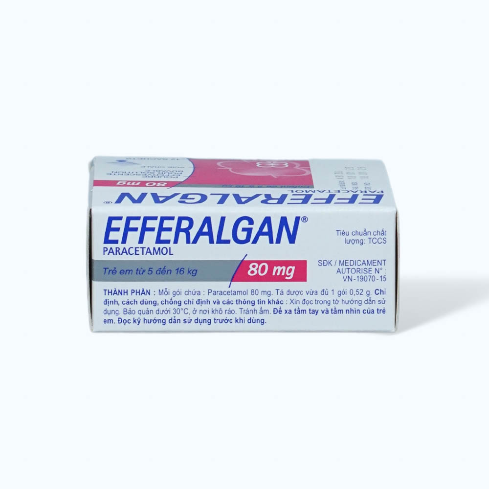 Bột sủi bọt Efferalgan 80mg giảm đau từ nhẹ đến vừa và hạ sốt (hộp 12 gói)