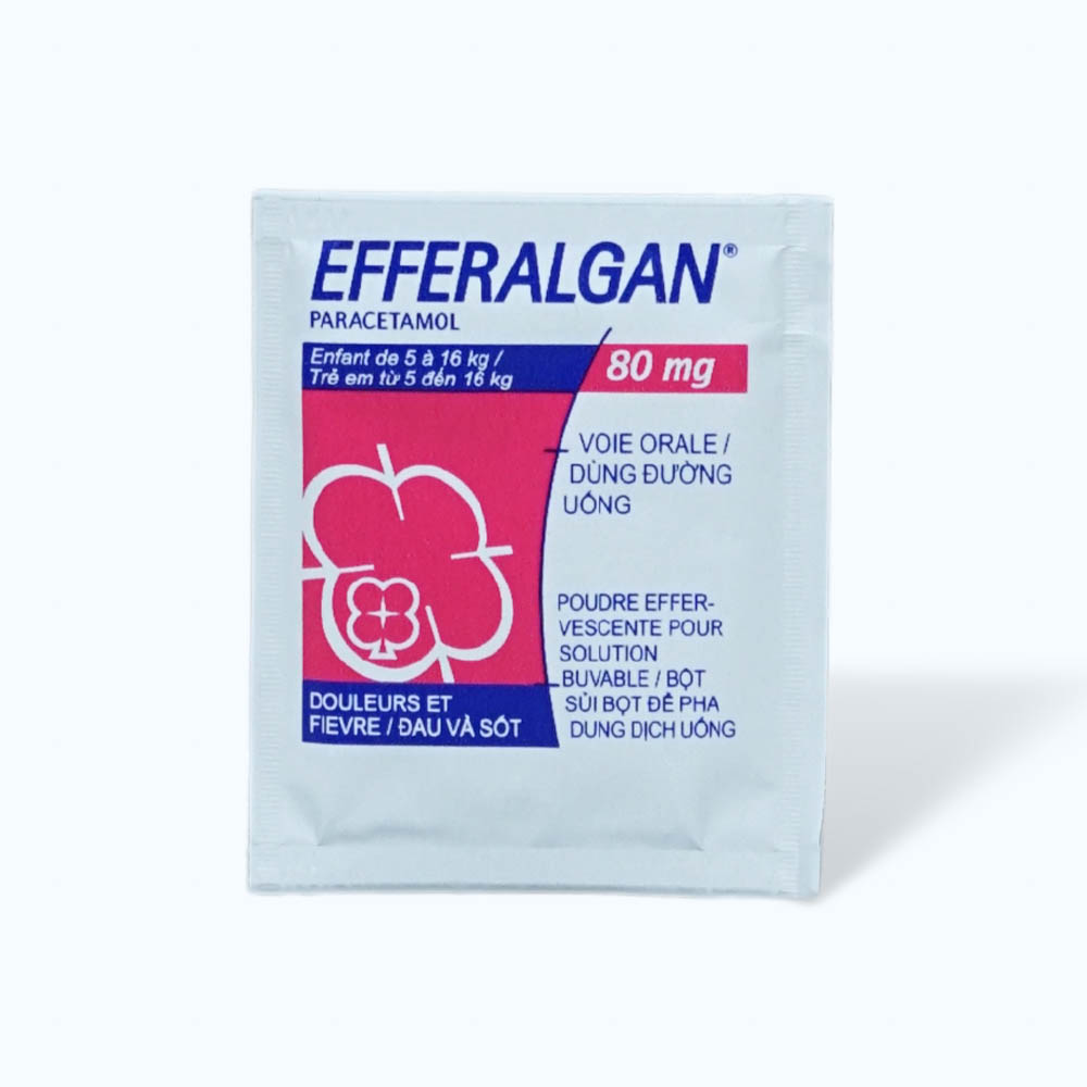 Bột sủi bọt Efferalgan 80mg giảm đau từ nhẹ đến vừa và hạ sốt (hộp 12 gói)