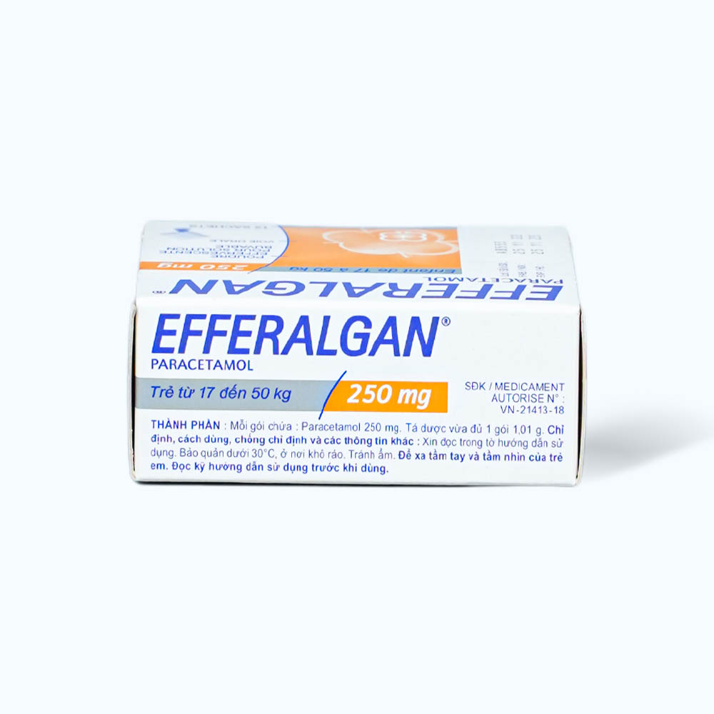 Bột sủi bọt Efferalgan 250mg trị đau đầu, đau răng, sốt, nhức mỏi cơ, đau bụng kinh (hộp 12 gói)