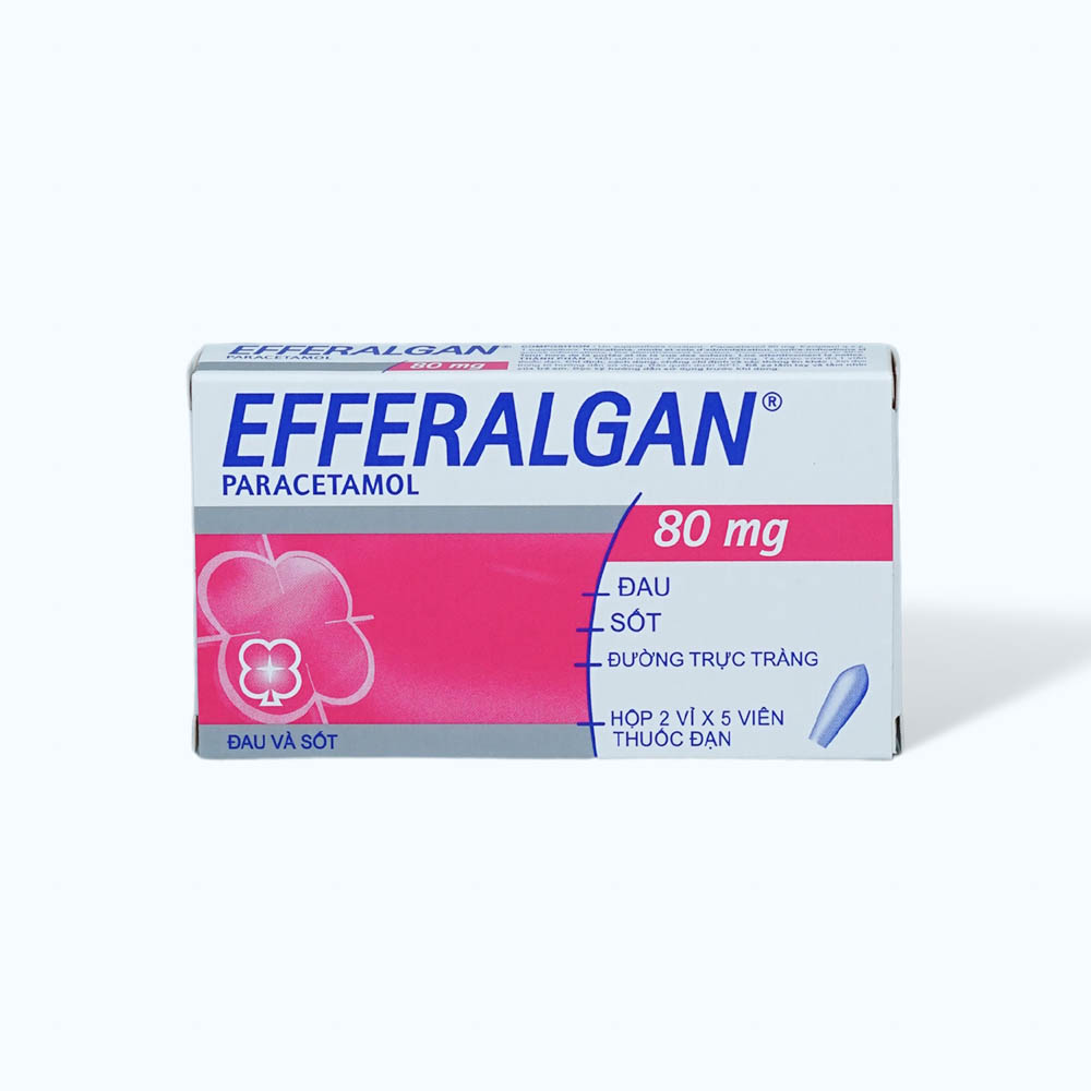 Viên đặt trực tràng Efferalgan 80mg giảm đau từ nhẹ đến vừa và hạ sốt (2 vỉ x 5 viên)