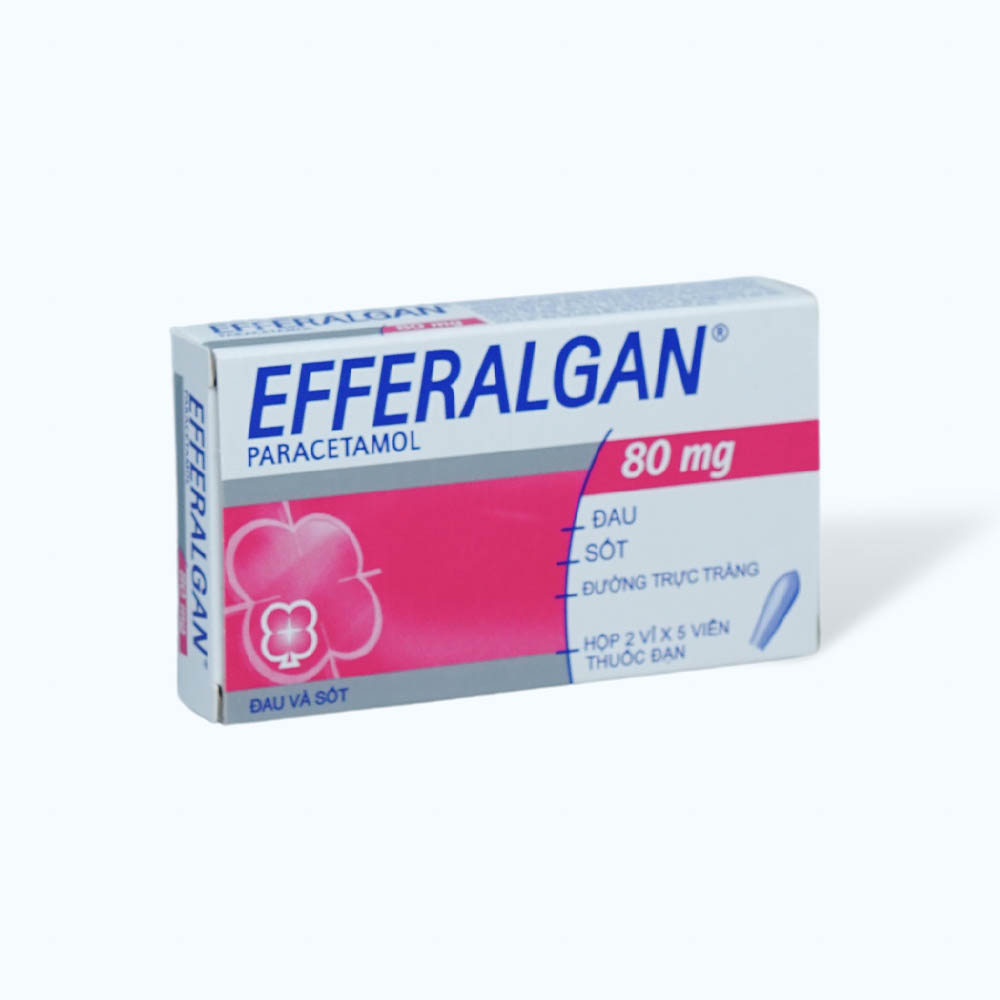 Viên đặt trực tràng Efferalgan 80mg giảm đau từ nhẹ đến vừa và hạ sốt (2 vỉ x 5 viên)