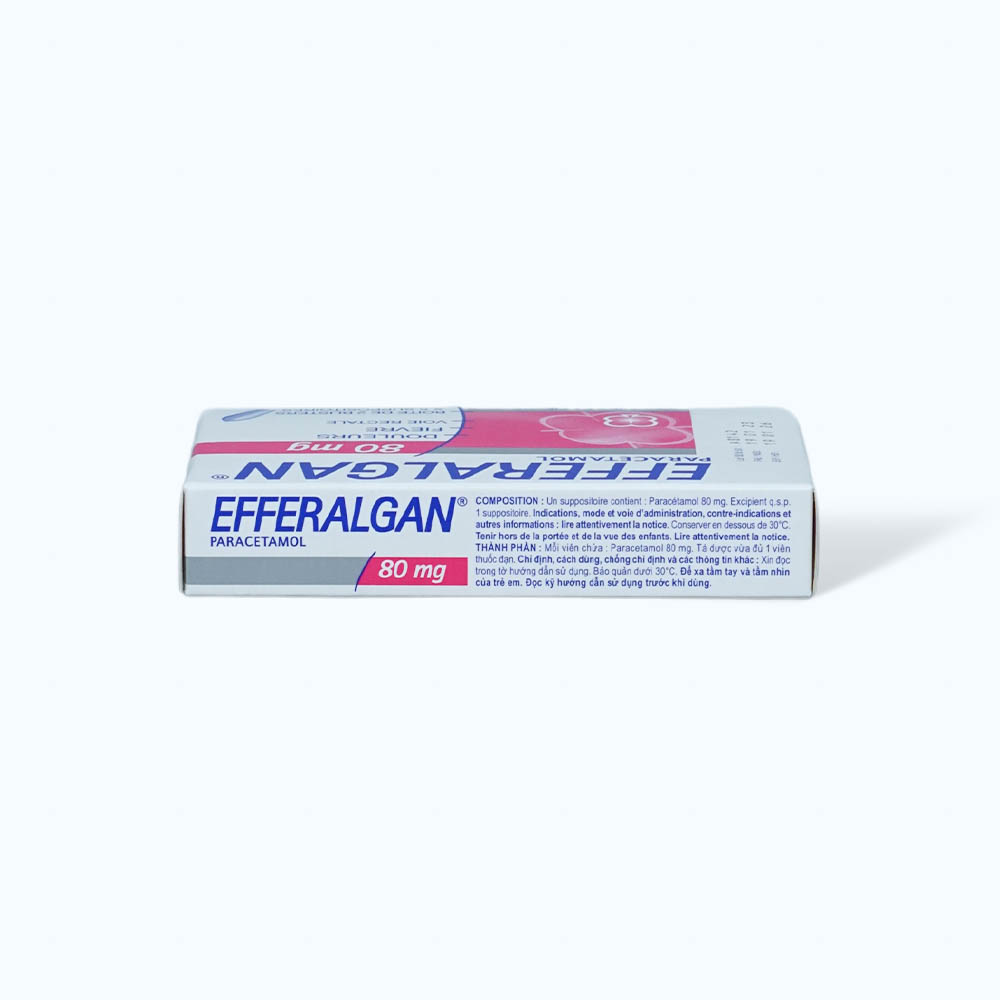 Viên đặt trực tràng Efferalgan 80mg giảm đau từ nhẹ đến vừa và hạ sốt (2 vỉ x 5 viên)