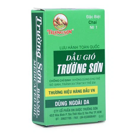 Dầu gió Trường Sơn điều trị cảm, ho, sổ mũi, nhứt đầu, say nắng (chai 6ml)