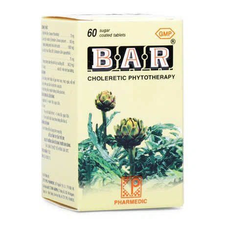 Viên nén bao đường BAR hỗ trợ các bệnh lý về gan, chống táo bón (chai 60 viên)