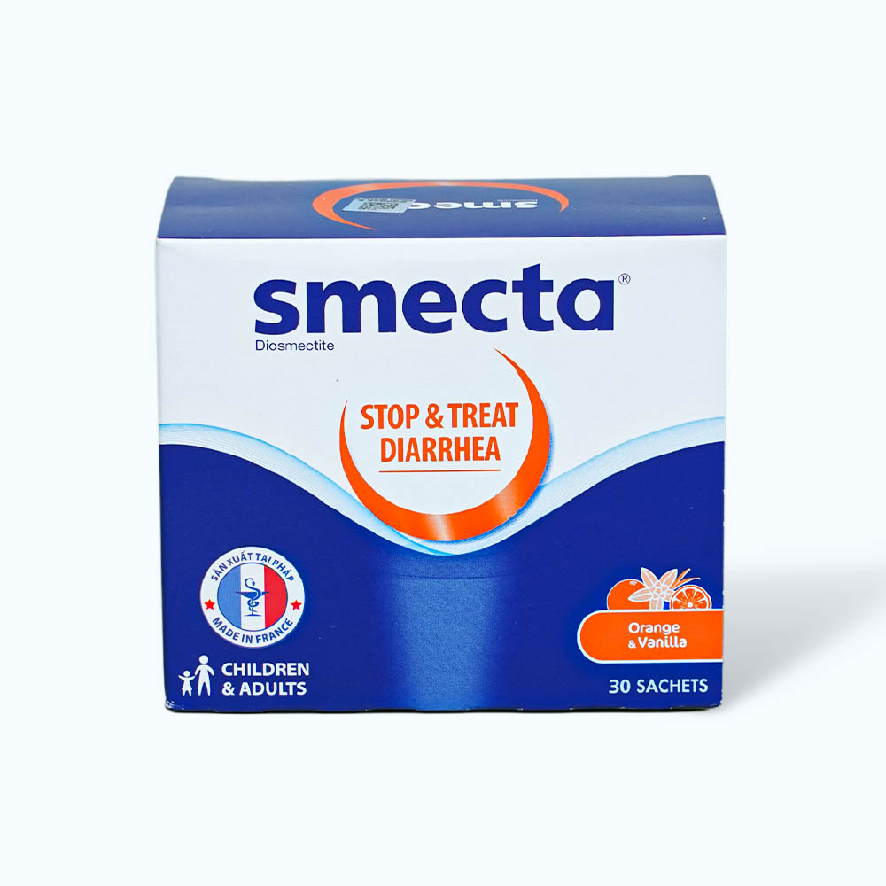 Bột pha uống Smecta Orange-Vanilla 3g điều trị tiêu chảy, rối loạn tiêu hóa (hộp 30 gói)