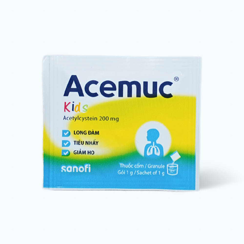 Thuốc cốm Acemuc kids 200mg tiêu chất nhầy, làm loãng đàm (hộp 30 gói)