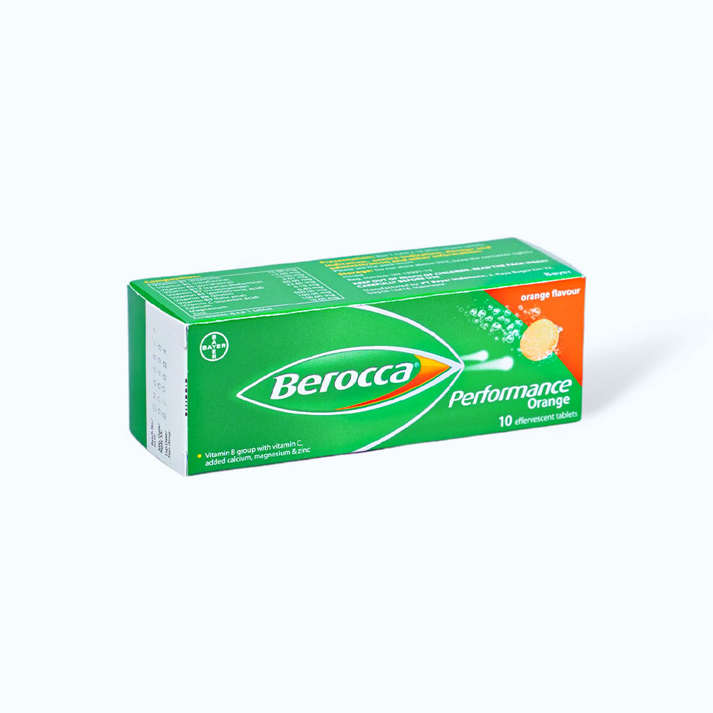 Viên sủi bọt Berocca Perfomance bổ sung vitamin nhóm B, vitamin C, calci và magnesi (tuýp 10 viên)