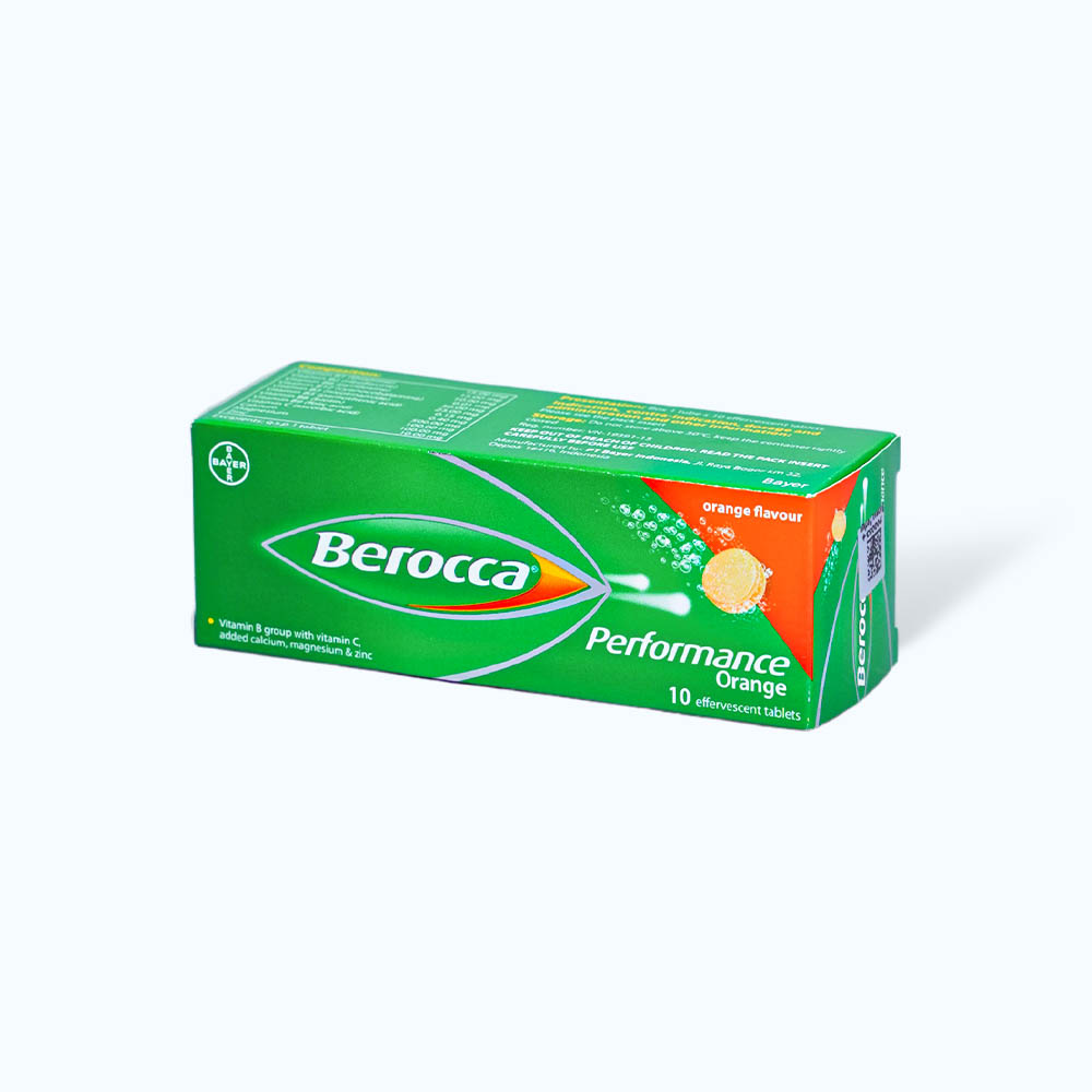 Viên sủi bọt Berocca Perfomance bổ sung vitamin nhóm B, vitamin C, calci và magnesi (tuýp 10 viên)