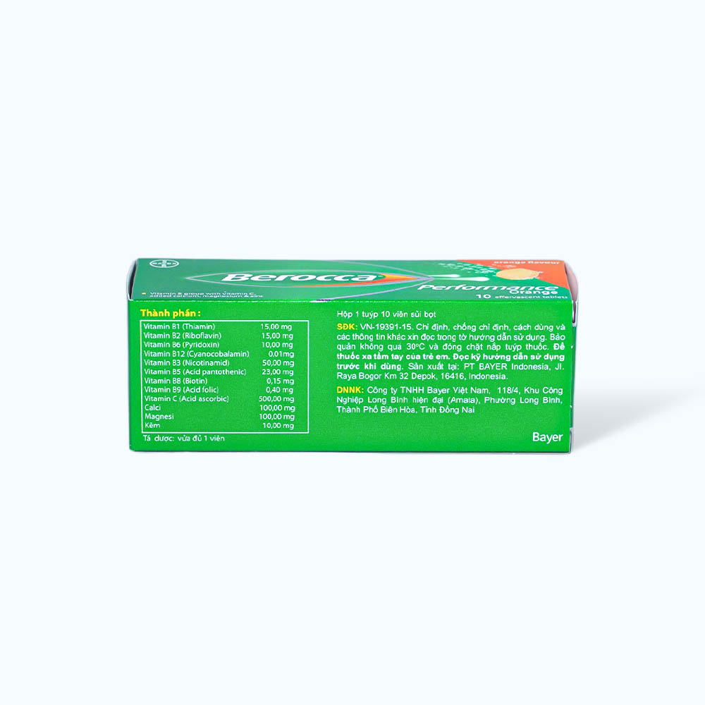 Viên sủi bọt Berocca Perfomance bổ sung vitamin nhóm B, vitamin C, calci và magnesi (tuýp 10 viên)