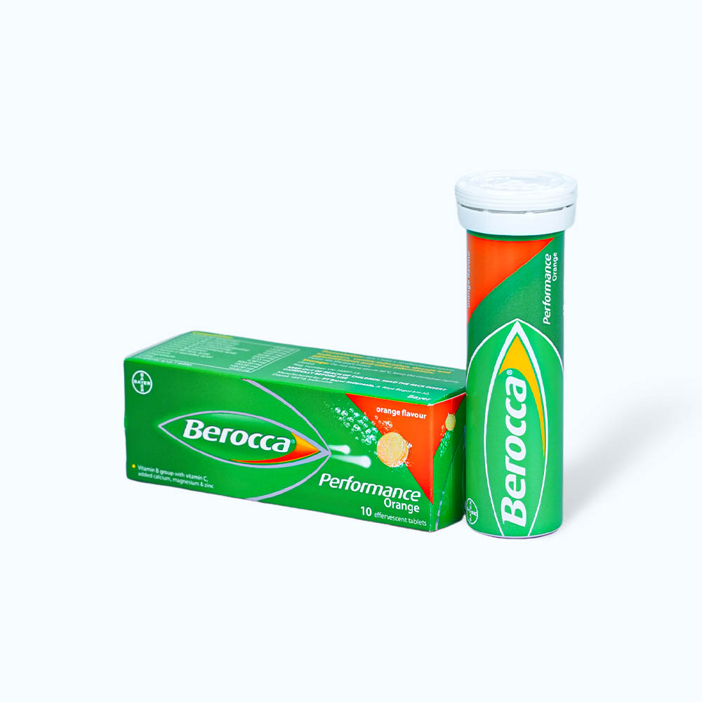 Viên sủi bọt Berocca Perfomance bổ sung vitamin nhóm B, vitamin C, calci và magnesi (tuýp 10 viên)