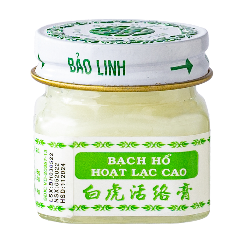 Cao xoa Bạch hổ hoạt lạc cao khu phong, hoạt lạc, tiêu viêm, chỉ thống (chai 20g)