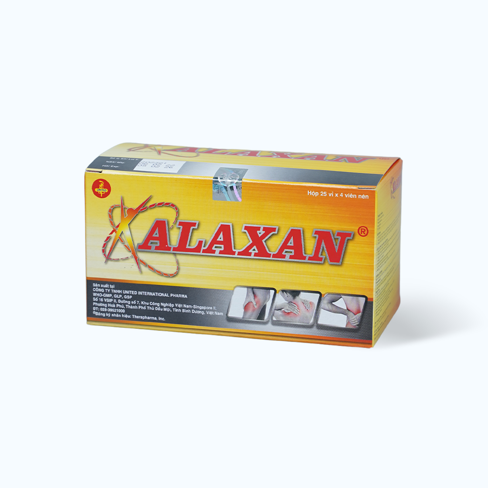 Viên nén Alaxan làm giảm đau các cơn đau, hạ sốt (25 vỉ x 4 viên)