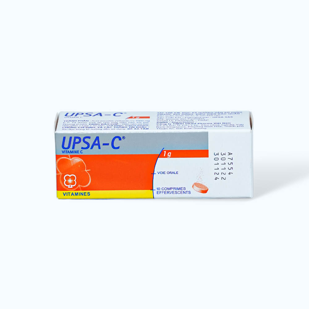 Viên nén sủi bọt Upsa-C 1g điều trị tình trạng thiếu vitamin C, mệt mỏi (tuýp 10 viên)