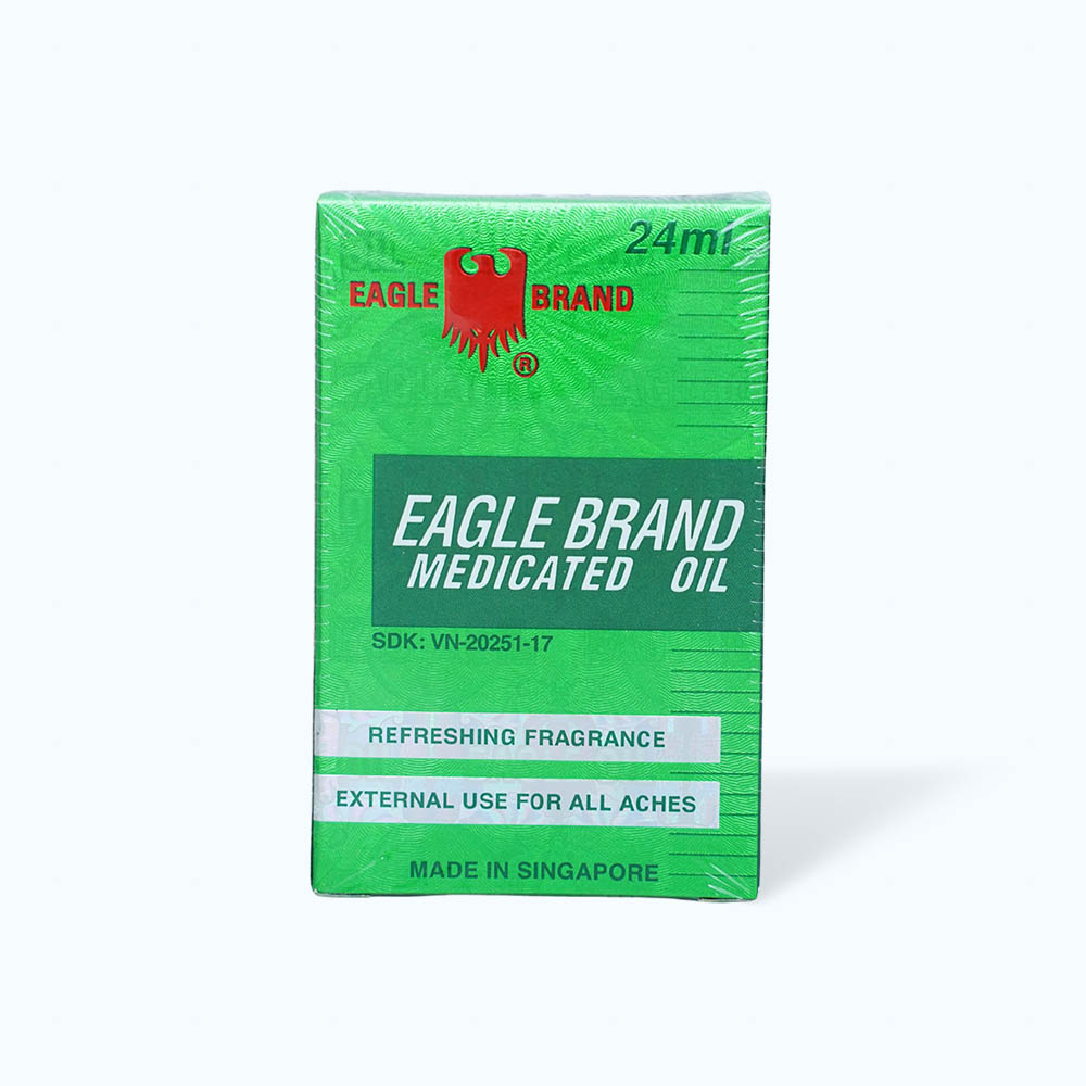 Dầu gió xanh Eagle Brand trị cảm cúm, sổ mũi, nghẹt mũi, chóng mặt, say tàu xe (chai 24ml)