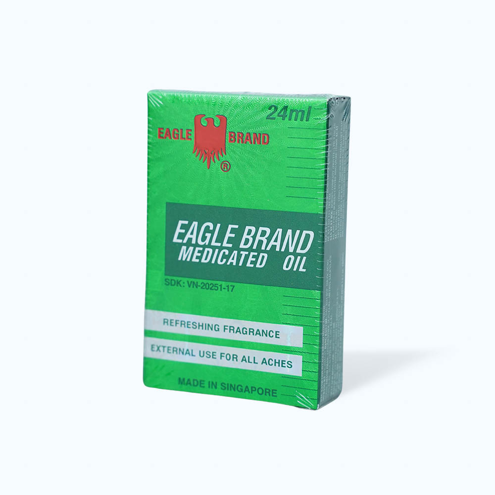 Dầu gió xanh Eagle Brand trị cảm cúm, sổ mũi, nghẹt mũi, chóng mặt, say tàu xe (chai 24ml)