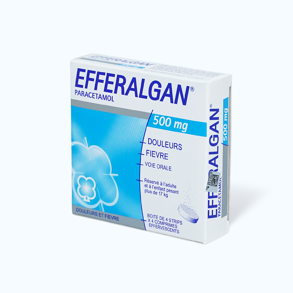 Viên nén sủi bọt Efferalgan Eff. 500mg điều trị đau đầu, đau răng, sốt, nhức mỏi cơ (4 vỉ x 4 viên)