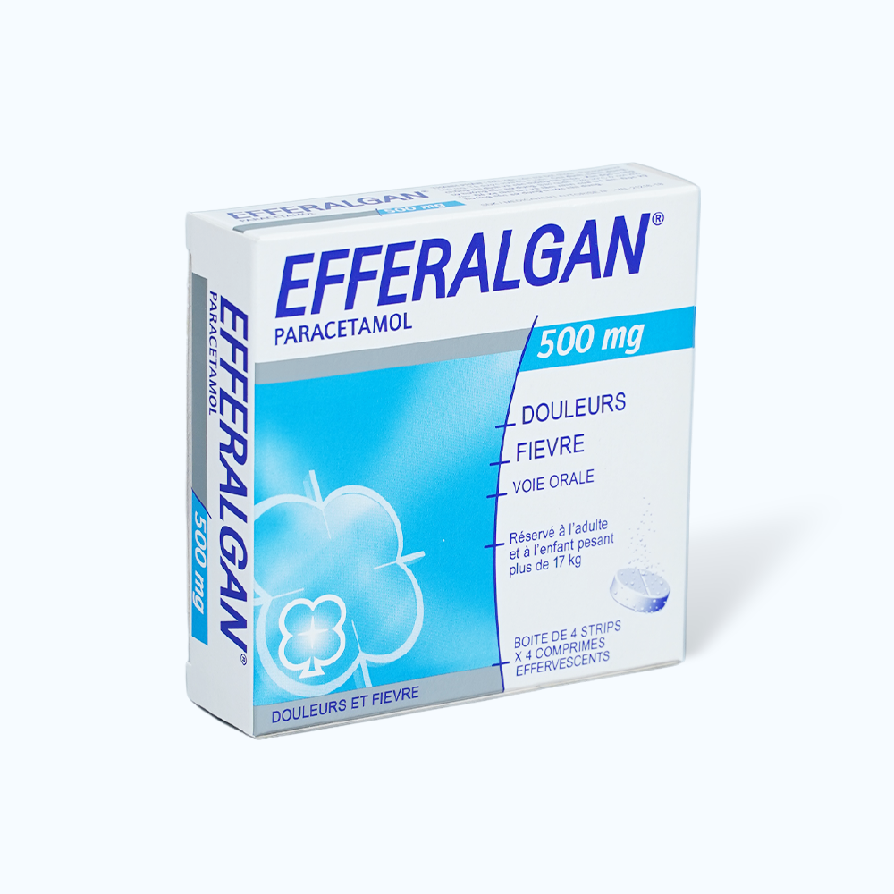 Viên nén sủi bọt Efferalgan Eff. 500mg điều trị đau đầu, đau răng, sốt, nhức mỏi cơ (4 vỉ x 4 viên)