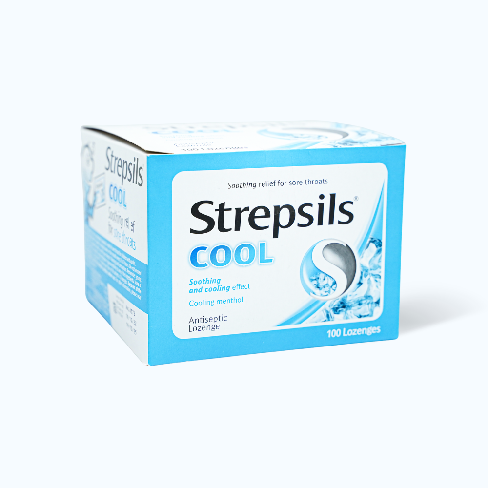 Viên ngậm Strepsils Cool trị đau họng (50 gói x 2 viên)