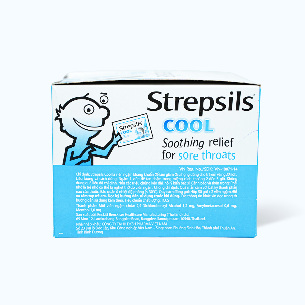 Viên ngậm Strepsils Cool trị đau họng (50 gói x 2 viên)