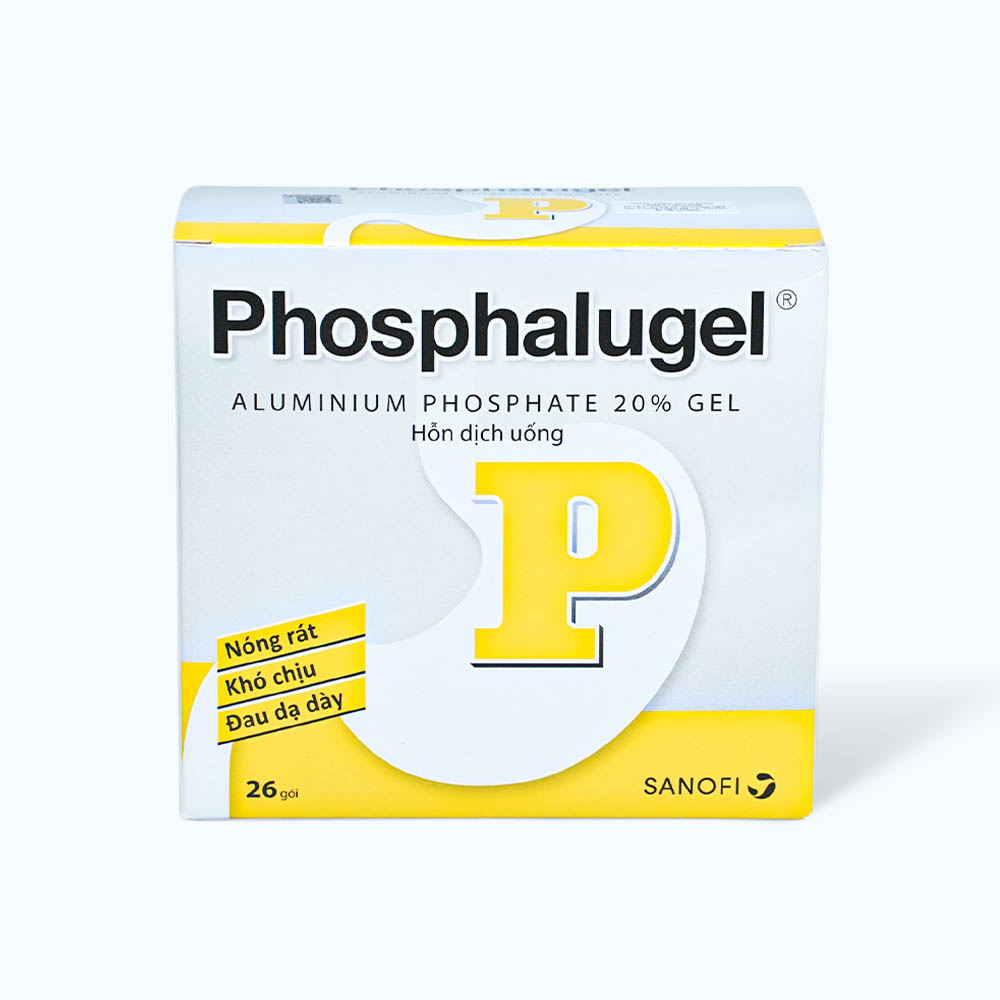 Hỗn dịch uống Phosphalugel 20% điều trị viêm loét dạ dày tá tràng, viêm thực quản (hộp 26 gói)