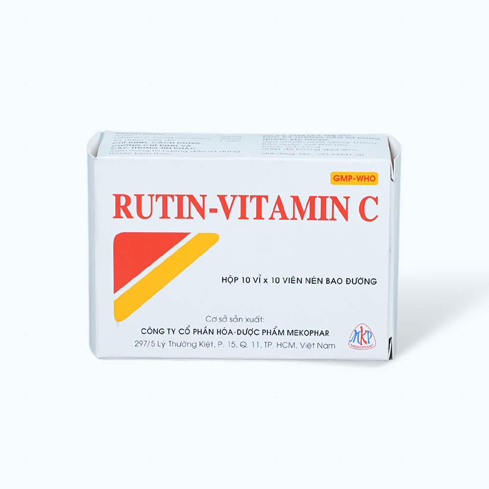 Viên nén bao đường Rutin-Vitamin C trị chảy máu, tăng sức bền thành mạch, xơ mạch (10 vỉ x 10 viên)