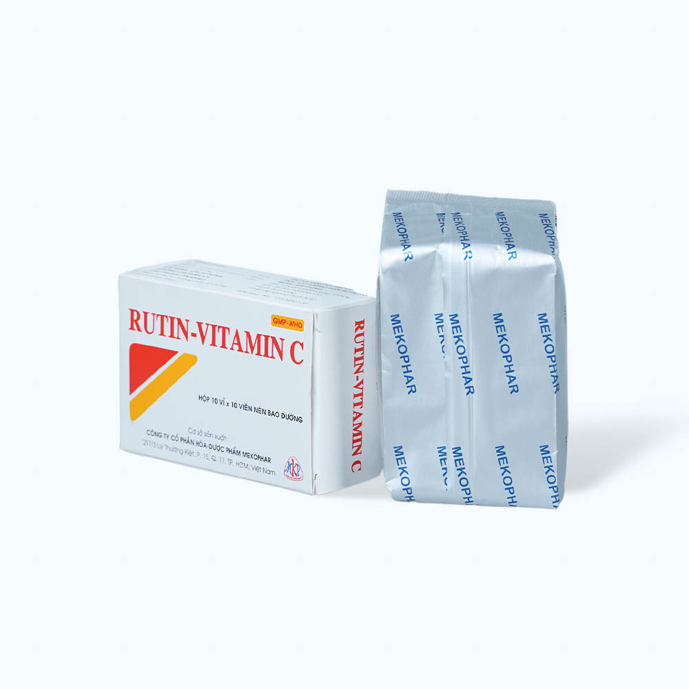 Viên nén bao đường Rutin-Vitamin C trị chảy máu, tăng sức bền thành mạch, xơ mạch (10 vỉ x 10 viên)