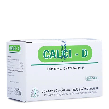 Viên nén Calci D bổ sung calci và D3 phòng ngừa còi xương, loãng xương (10 vỉ x 10 viên)