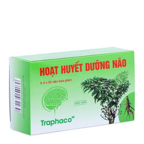 Thuốc Hoạt Huyết Dưỡng Não bao phim Traphaco điều trị suy giảm trí nhớ (5 vỉ x 20 viên)