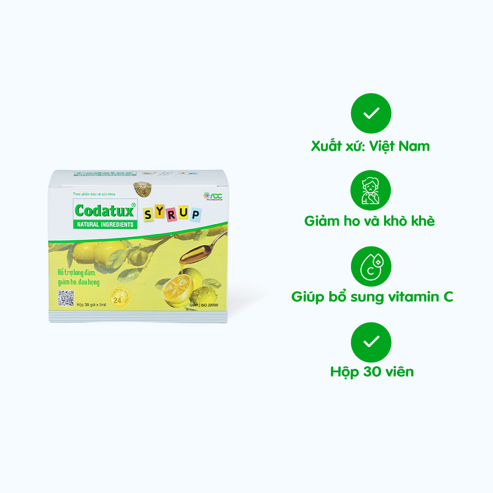 Viên uống Codatux giúp giảm ho, khò khè khi bị cảm (30 gói/hộp)