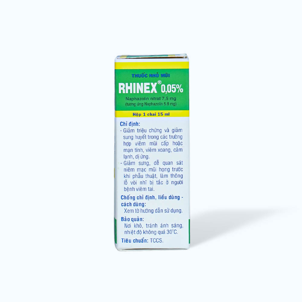 Thuốc nhỏ mũi Rhinex 0.05% trị sung huyết mũi, viêm xoang, viêm mũi dị ứng (chai 15ml)