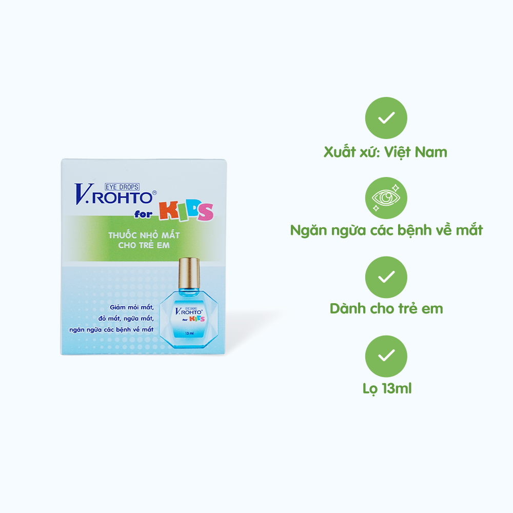 Thuốc nhỏ mắt Vrohto Kid Drop ngừa bệnh mắt, giảm khó chịu ở mắt (chai 13ml)