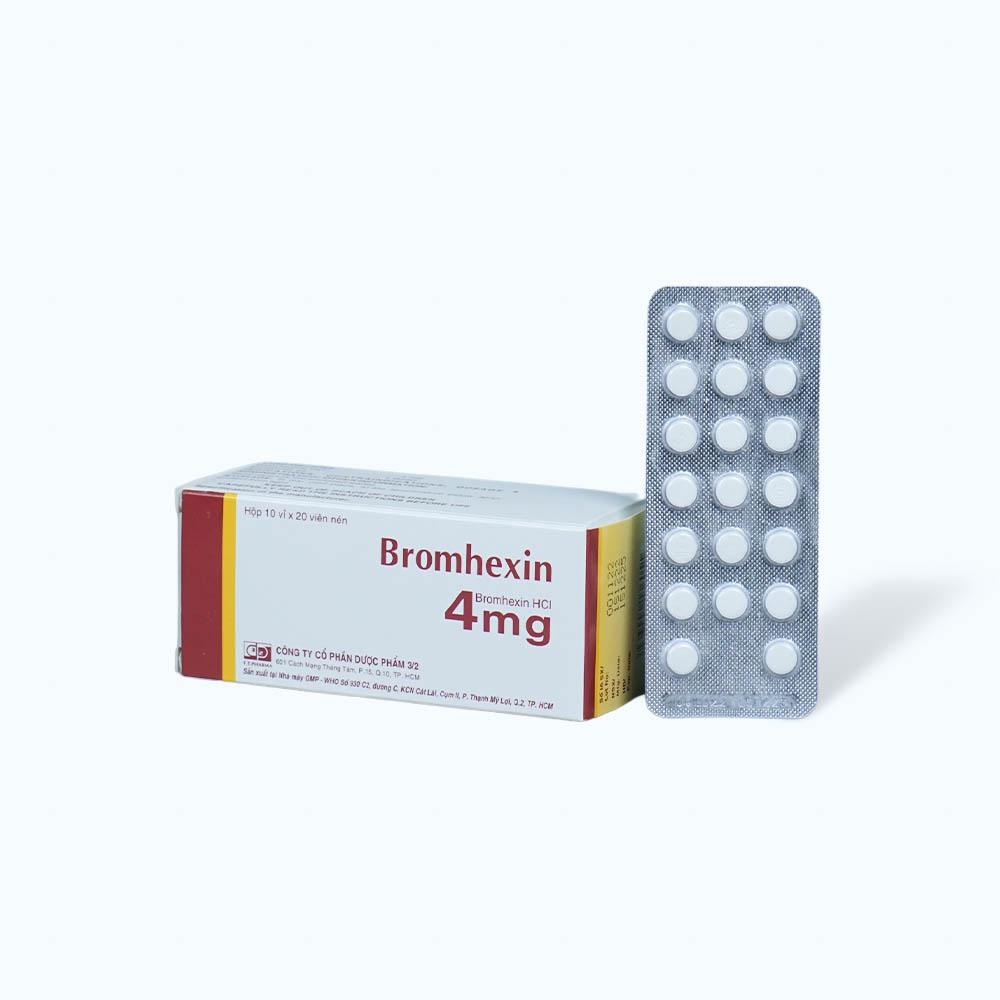 Viên nén Bromhexin 4mg FT Pharma tiêu nhầy, loãng đàm, giảm ho (10 vỉ x 20 viên)