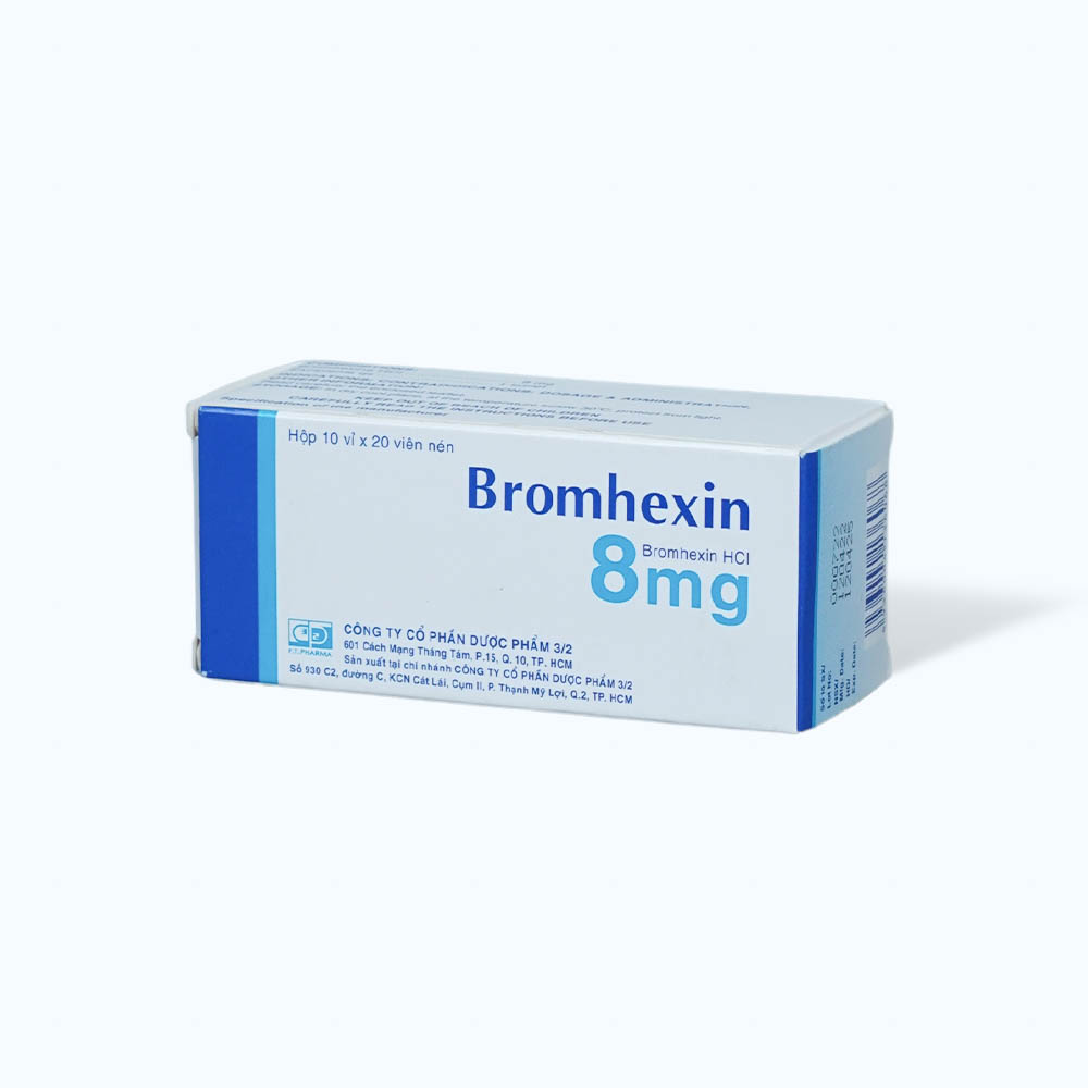 Viên nén Bromhexin 8mg  FT Pharma tiêu nhầy, loãng đàm, giảm ho (10 vỉ x 20 viên)