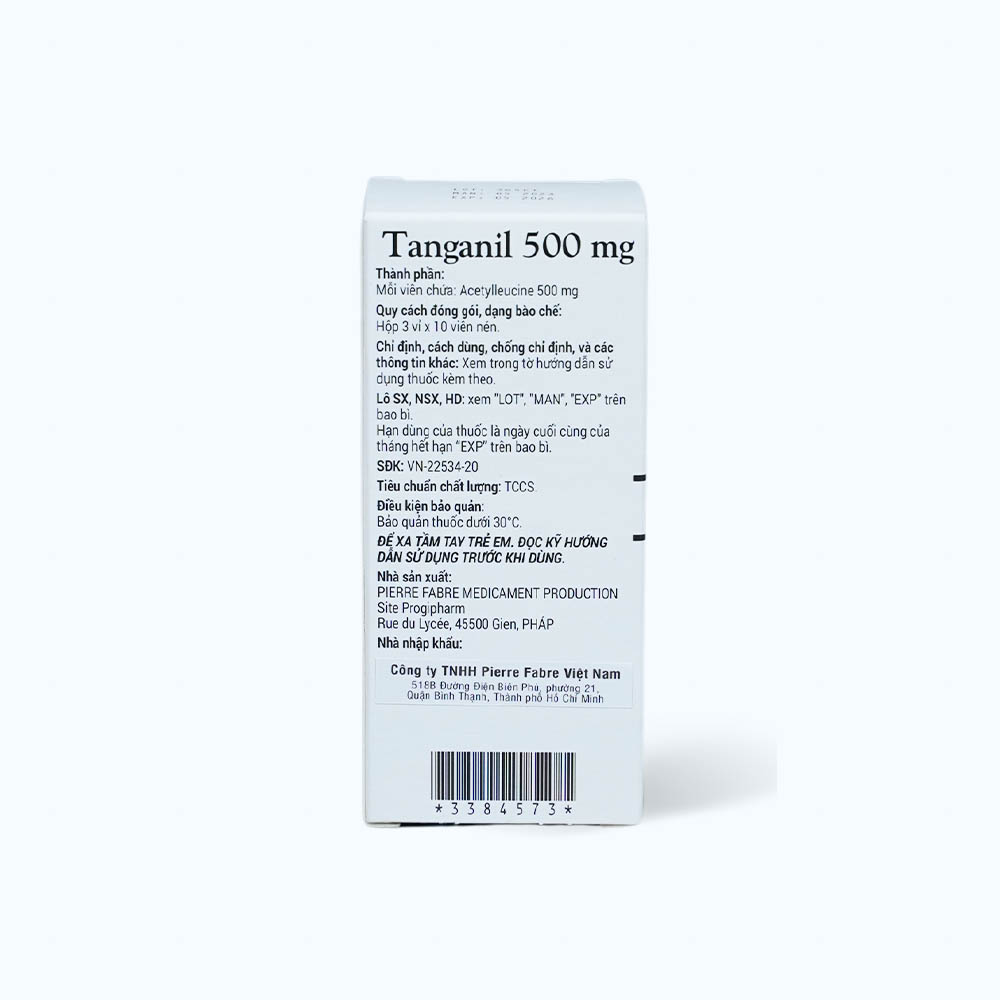 Viên nén Tanganil 500mg điều trị cơn chóng mặt (3 vỉ x 10 viên)