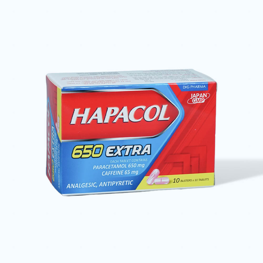 Viên nén Hapacol 650mg extra làm giảm đau các cơn đau, hạ sốt (10 vỉ x 10 viên)