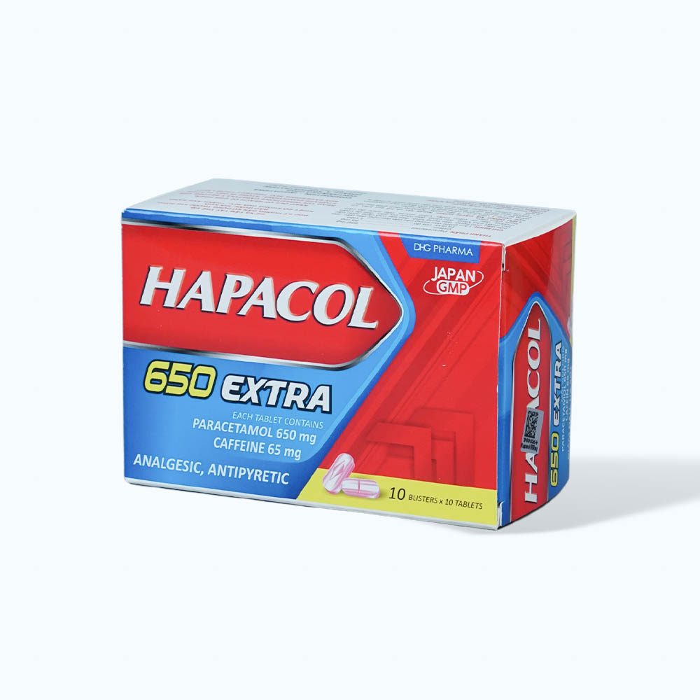 Viên nén Hapacol 650mg extra làm giảm đau các cơn đau, hạ sốt (10 vỉ x 10 viên)